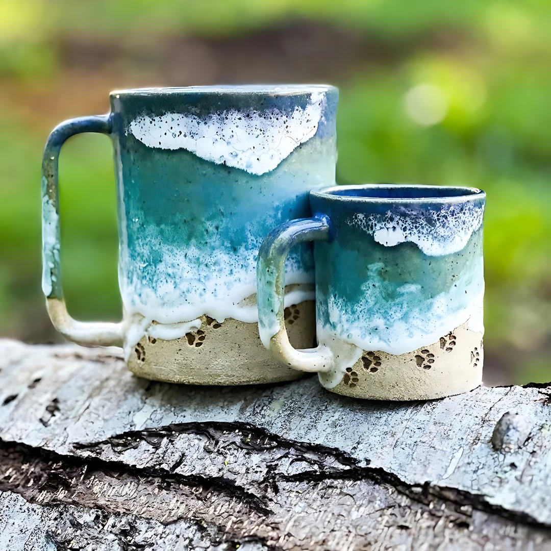 Paw Print Ocean Shoreline Mug