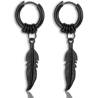 Feather Dangle Earrings Stainless Steel