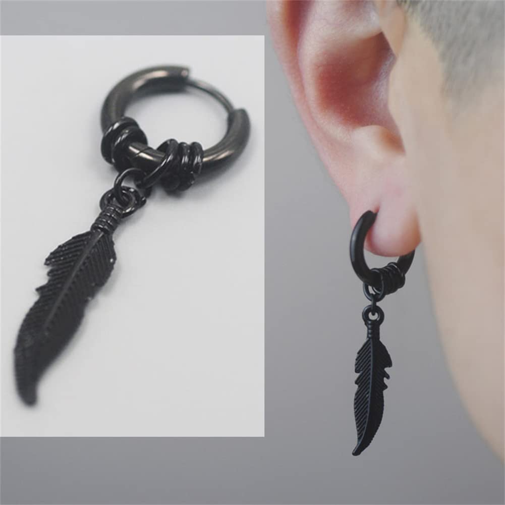 Feather Dangle Earrings Stainless Steel