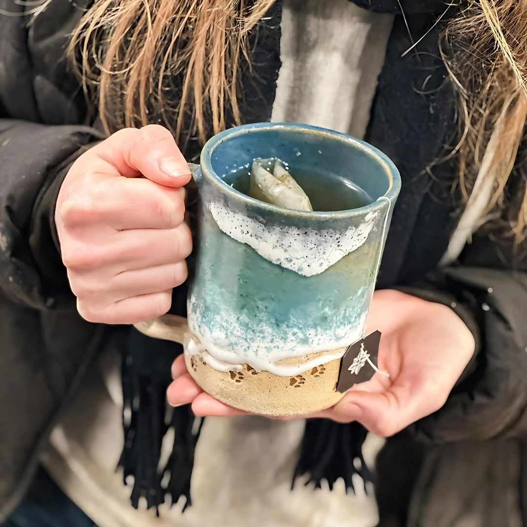 Paw Print Ocean Shoreline Mug