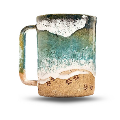 Paw Print Ocean Shoreline Mug