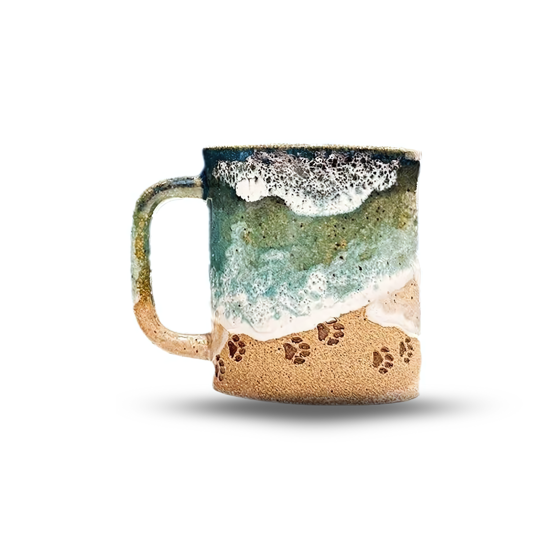 Paw Print Ocean Shoreline Mug