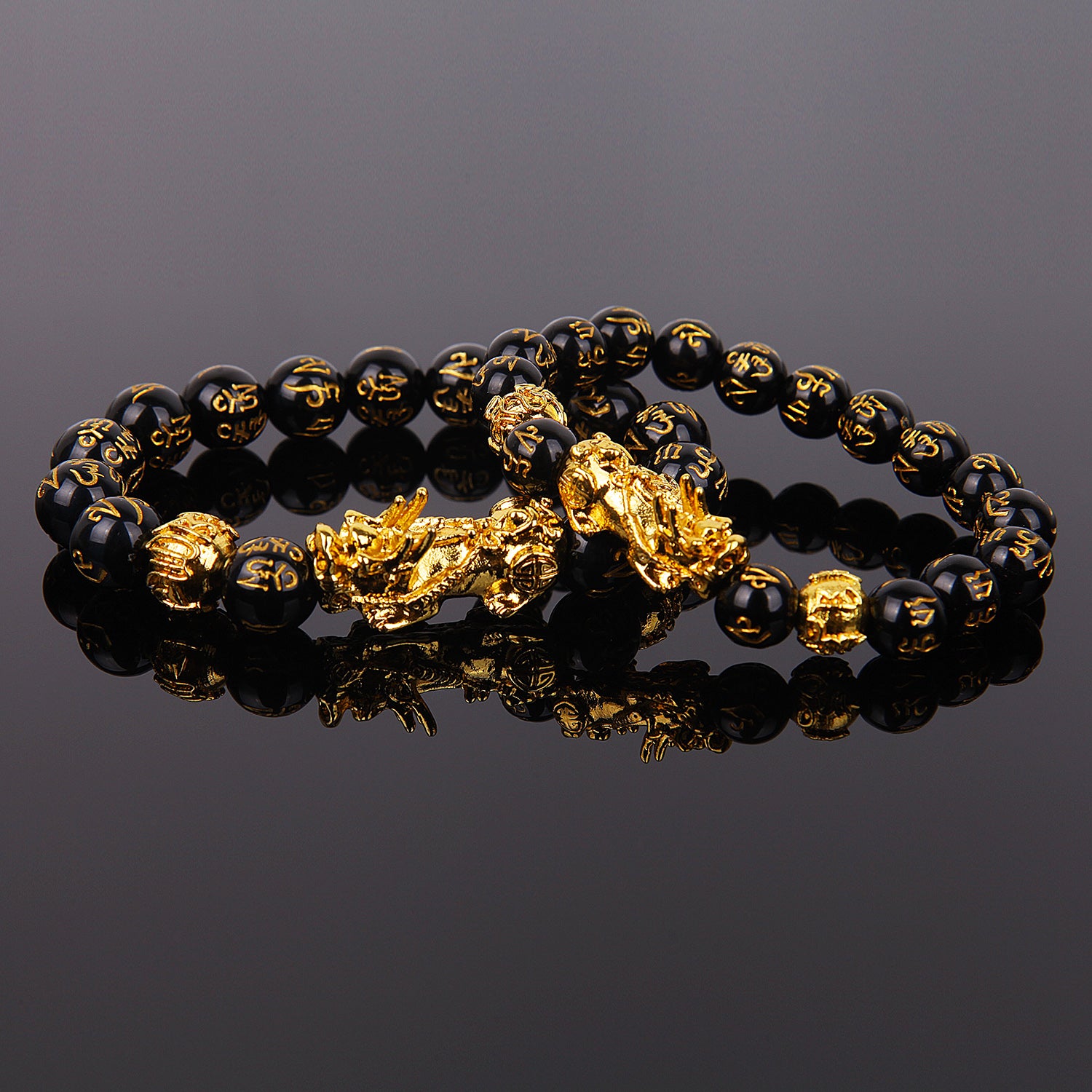 Feng Shui Pixiu Black Obsidian Wealth Bracelet Original