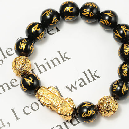 Feng Shui Pixiu Black Obsidian Wealth Bracelet Original