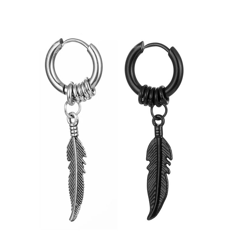 Feather Dangle Earrings Stainless Steel