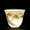 White Porcelain Teacup with Landscape Painting
