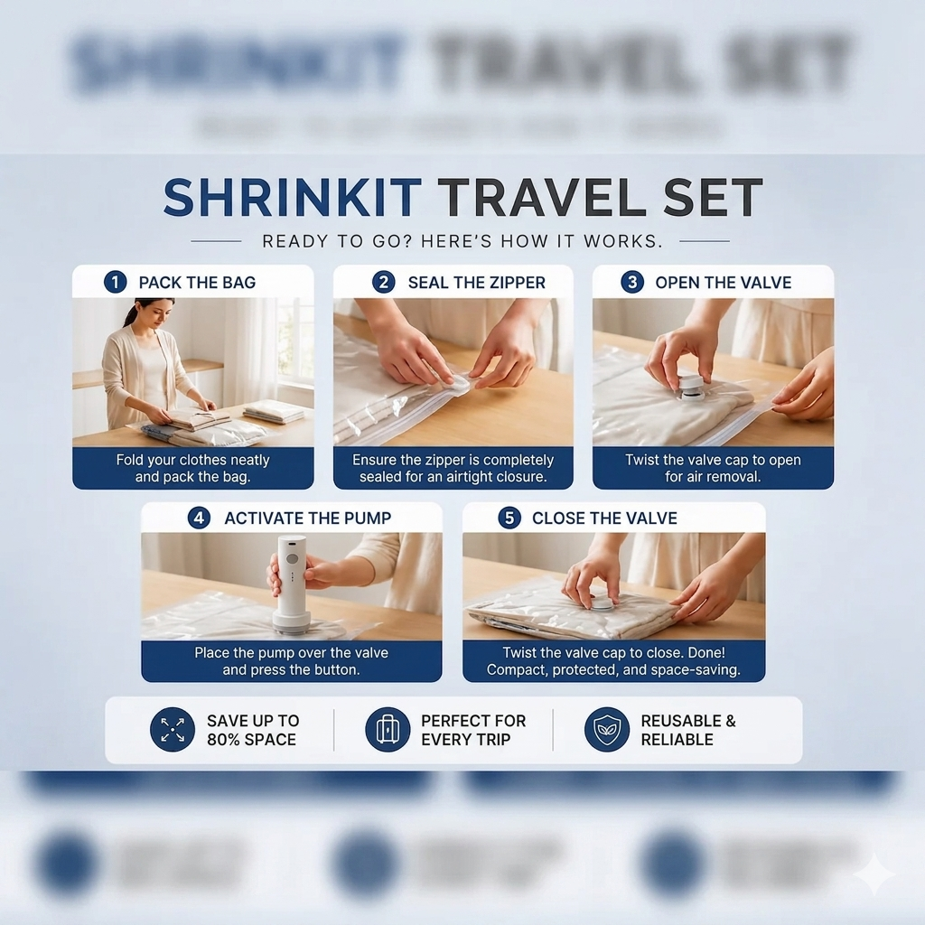 Shrinkit™ Travel Set | Pack more outfits without the extra suitcase