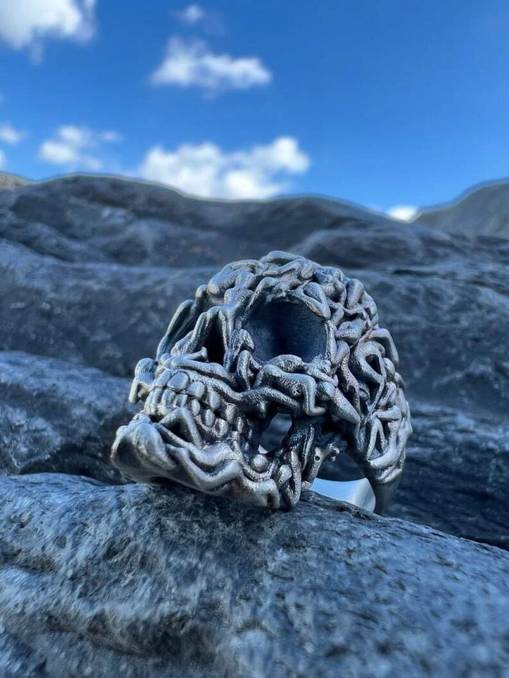 Sterling Silver Skull Ring - Gothic Death Skull Ring